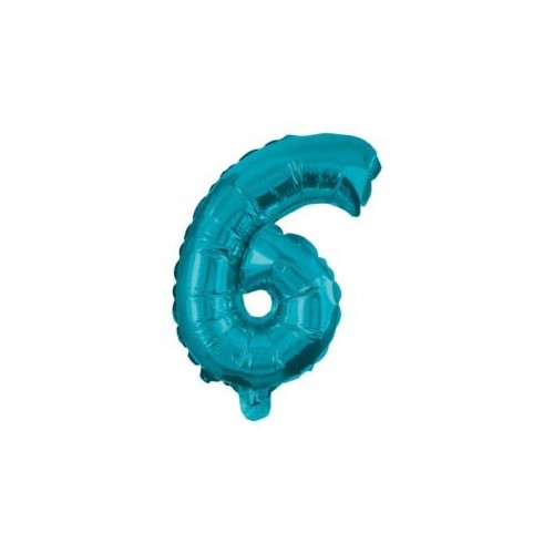 Number Mini 6 Blue Number Foil Balloon 32 cm