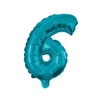 Number Mini 6 Blue Number Foil Balloon 32 cm