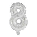 Number Mini 8 Silver Number Foil Balloon 33 cm