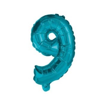 Number Mini Number 9 Blue Foil Balloon 32 cm