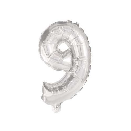 Number Mini Number 9 Silver Foil Balloon 35 cm