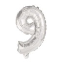 Number Mini Number 9 Silver Foil Balloon 35 cm