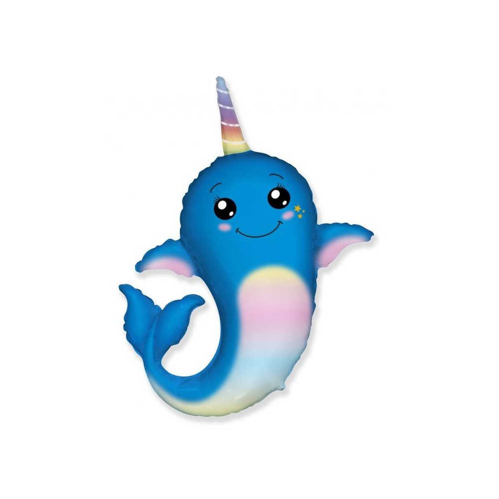 Narwhal Blue foil balloon 36 cm (WP)