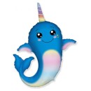 Narwhal Blue foil balloon 36 cm (WP)