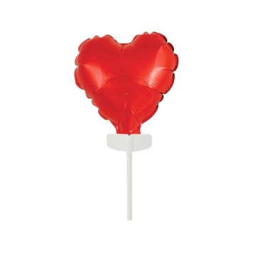 Heart Red Heart, Red foil balloon for cake 8 cm