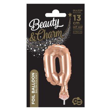 Number Rose Gold Number 0 foil balloon for cake 13 cm