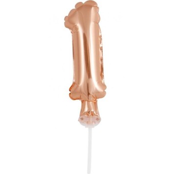 Number Rose Gold Number 1 foil balloon for cake 13 cm