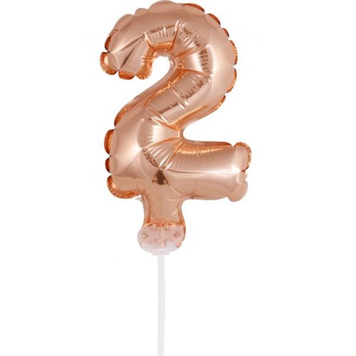 Number Rose Gold Number 2 foil balloon for cake 13 cm