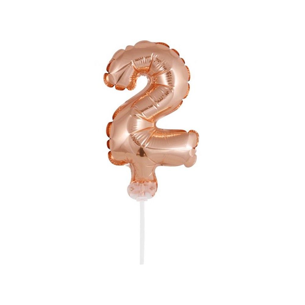 Number Rose Gold Number 2 foil balloon for cake 13 cm