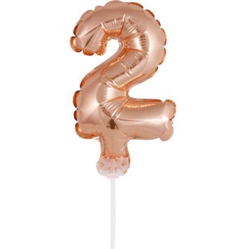 Number Rose Gold Number 2 foil balloon for cake 13 cm