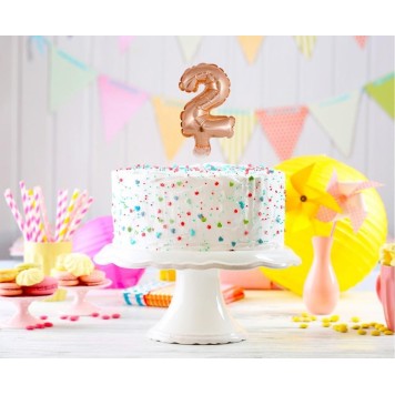 Number Rose Gold Number 2 foil balloon for cake 13 cm