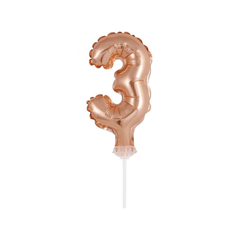 Number Rose Gold Number 3 foil balloon for cake 13 cm