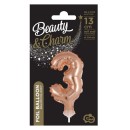 Number Rose Gold Number 3 foil balloon for cake 13 cm