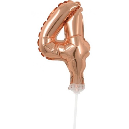 Number Rose Gold 4 number foil balloon for cake 13 cm