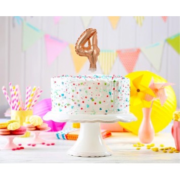 Number Rose Gold 4 number foil balloon for cake 13 cm