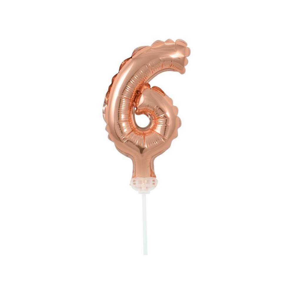 Number Rose Gold Number 6 foil balloon for cake 13 cm