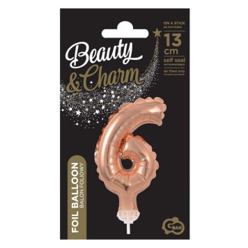 Number Rose Gold Number 6 foil balloon for cake 13 cm