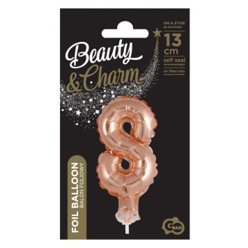 Number Rose Gold Number 8 foil balloon for cake 13 cm