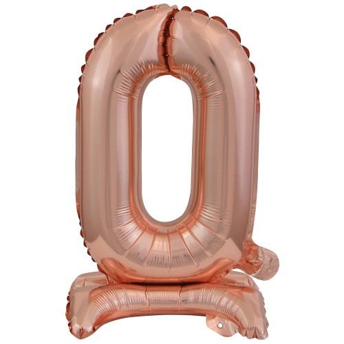 Number Rose Gold mini number 0 foil balloon with base 38 cm