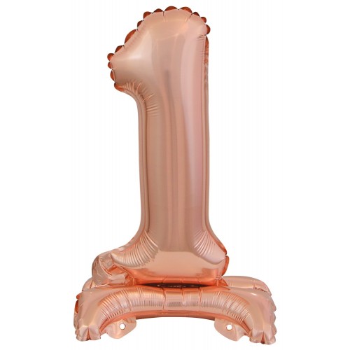 Number Rose Gold mini number 1 foil balloon with base 38 cm