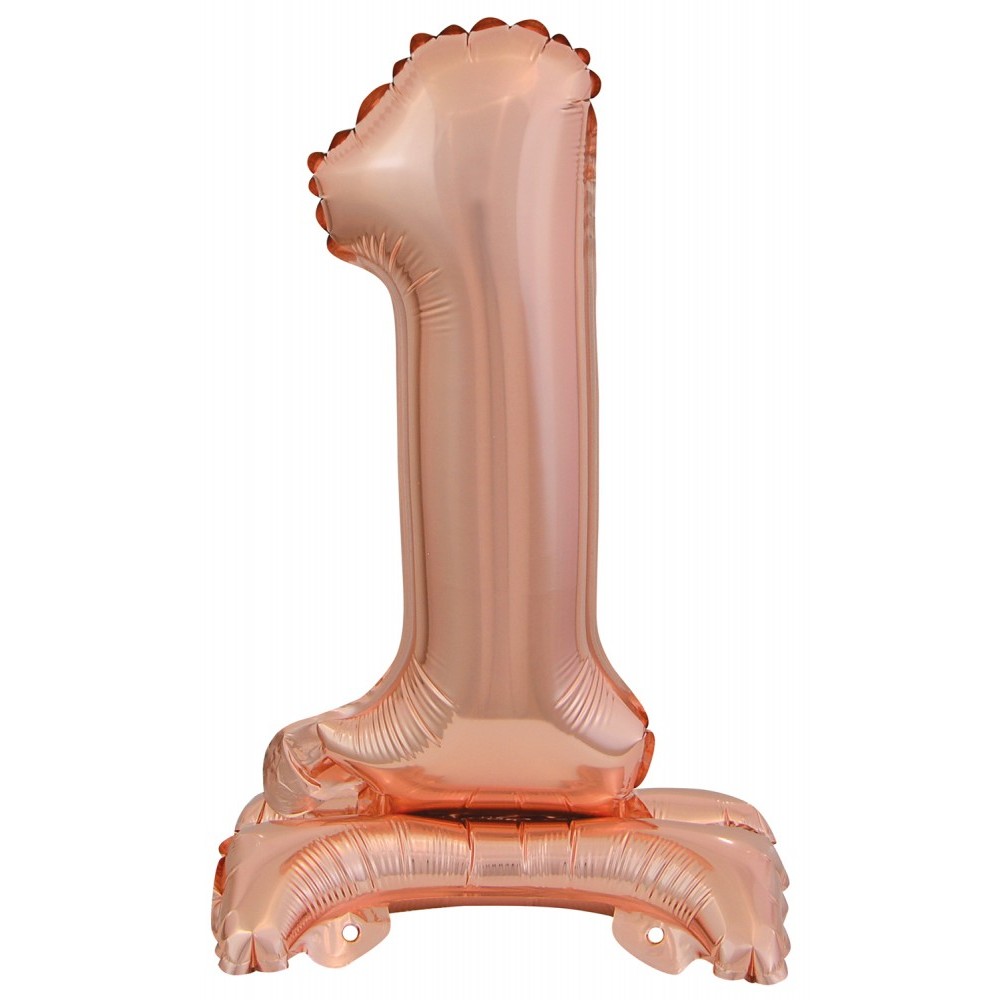 Number Rose Gold mini number 1 foil balloon with base 38 cm