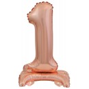 Number Rose Gold mini number 1 foil balloon with base 38 cm