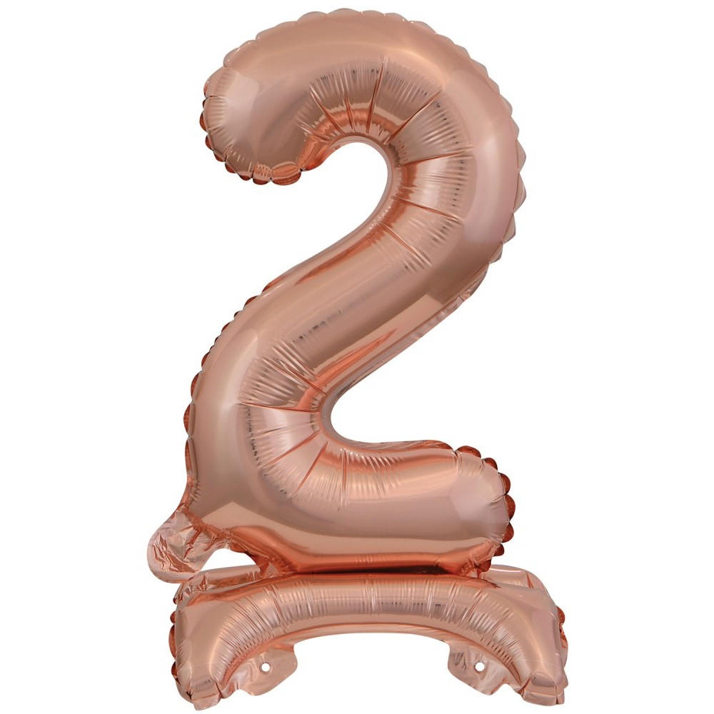 Number Rose Gold mini number 2 foil balloon with base 38 cm