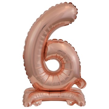 Number Rose Gold mini number 6 foil balloon with base 38 cm