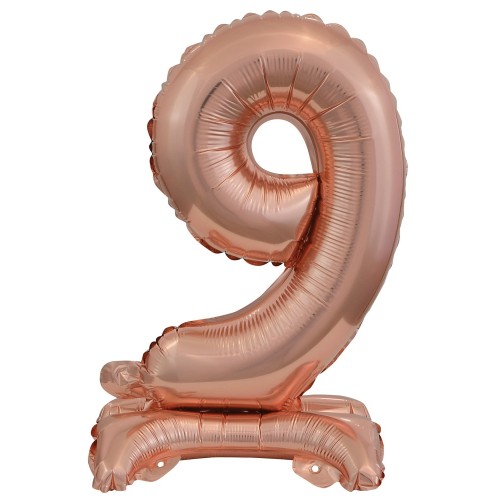 Number Rose Gold mini number 9 foil balloon with base 38 cm
