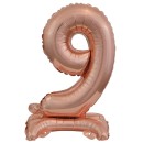 Number Rose Gold mini number 9 foil balloon with base 38 cm