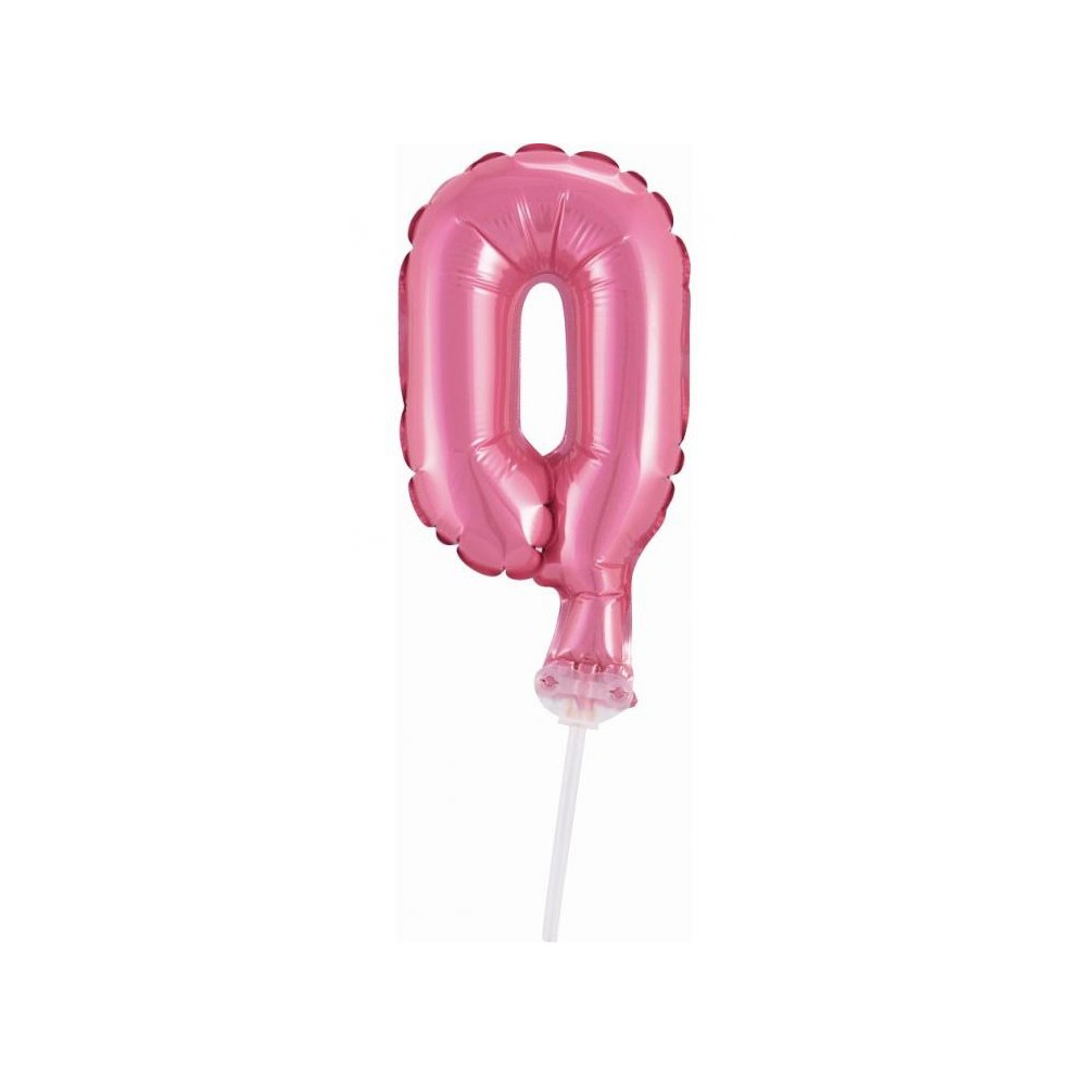 Number Pink Pink number 0 foil balloon for cake 13 cm