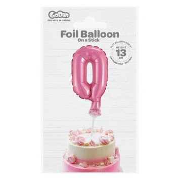 Number Pink Pink number 0 foil balloon for cake 13 cm