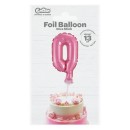Number Pink Pink number 0 foil balloon for cake 13 cm