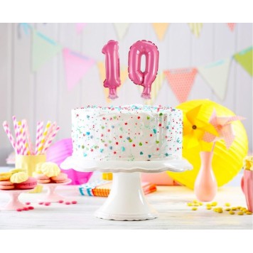Number Pink Pink number 0 foil balloon for cake 13 cm