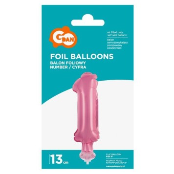 Number Pink Pink Number 1 Foil Balloon for Cake 13 cm