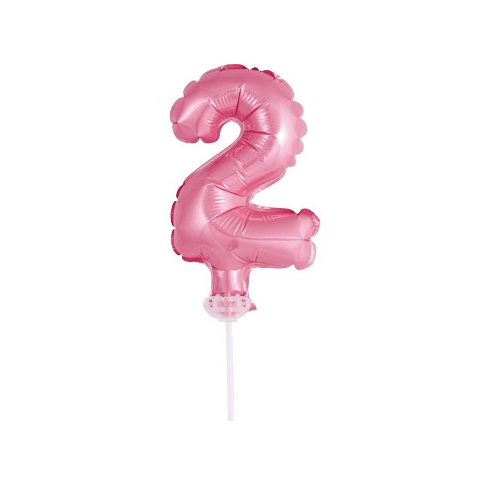 Number Pink Pink number 2 foil decorative balloon for cake 13 cm