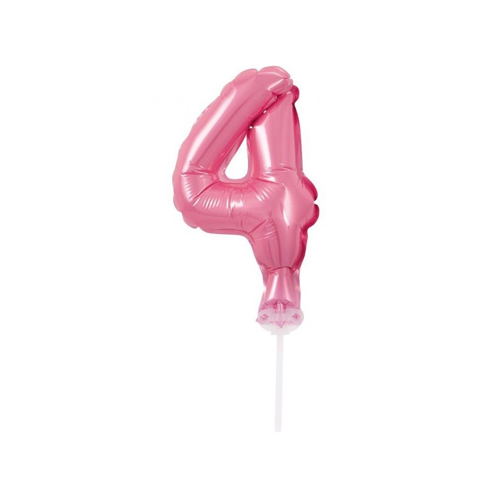 Number Pink Pink number 4 foil balloon for cake 13 cm