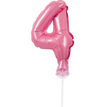 Number Pink Pink number 4 foil balloon for cake 13 cm