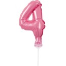 Number Pink Pink number 4 foil balloon for cake 13 cm