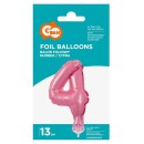 Number Pink Pink number 4 foil balloon for cake 13 cm