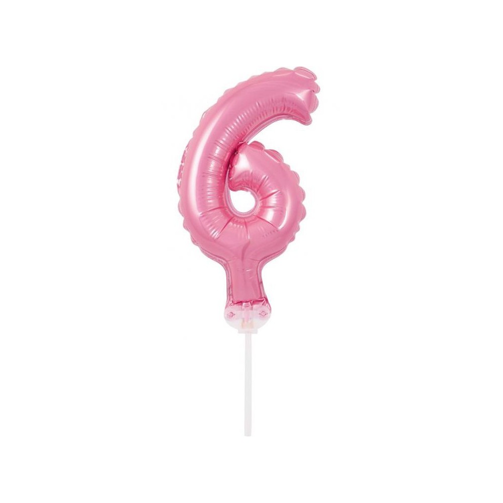 Number Pink Pink number 6 foil balloon for cake 13 cm