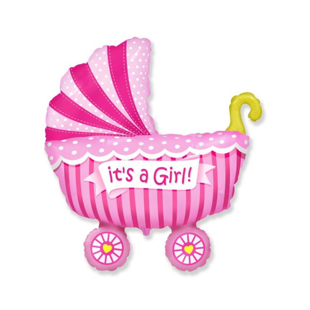 Baby Girl Stroller Pink Baby Stroller Foil Balloon 36 cm (WP)