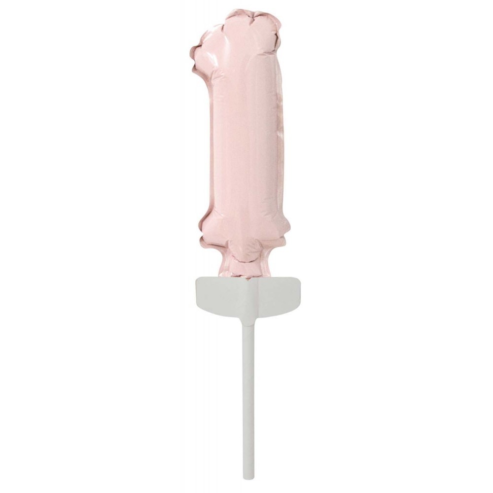 Number Pastel Pink, Number 1 Foil Balloon for Cake 13 cm