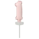 Number Pastel Pink, Number 1 Foil Balloon for Cake 13 cm
