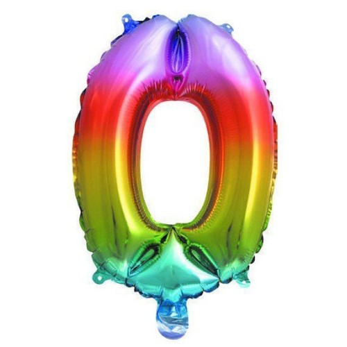 Number Multicolour Metallic Mini Number 0 Foil Balloon 33 cm