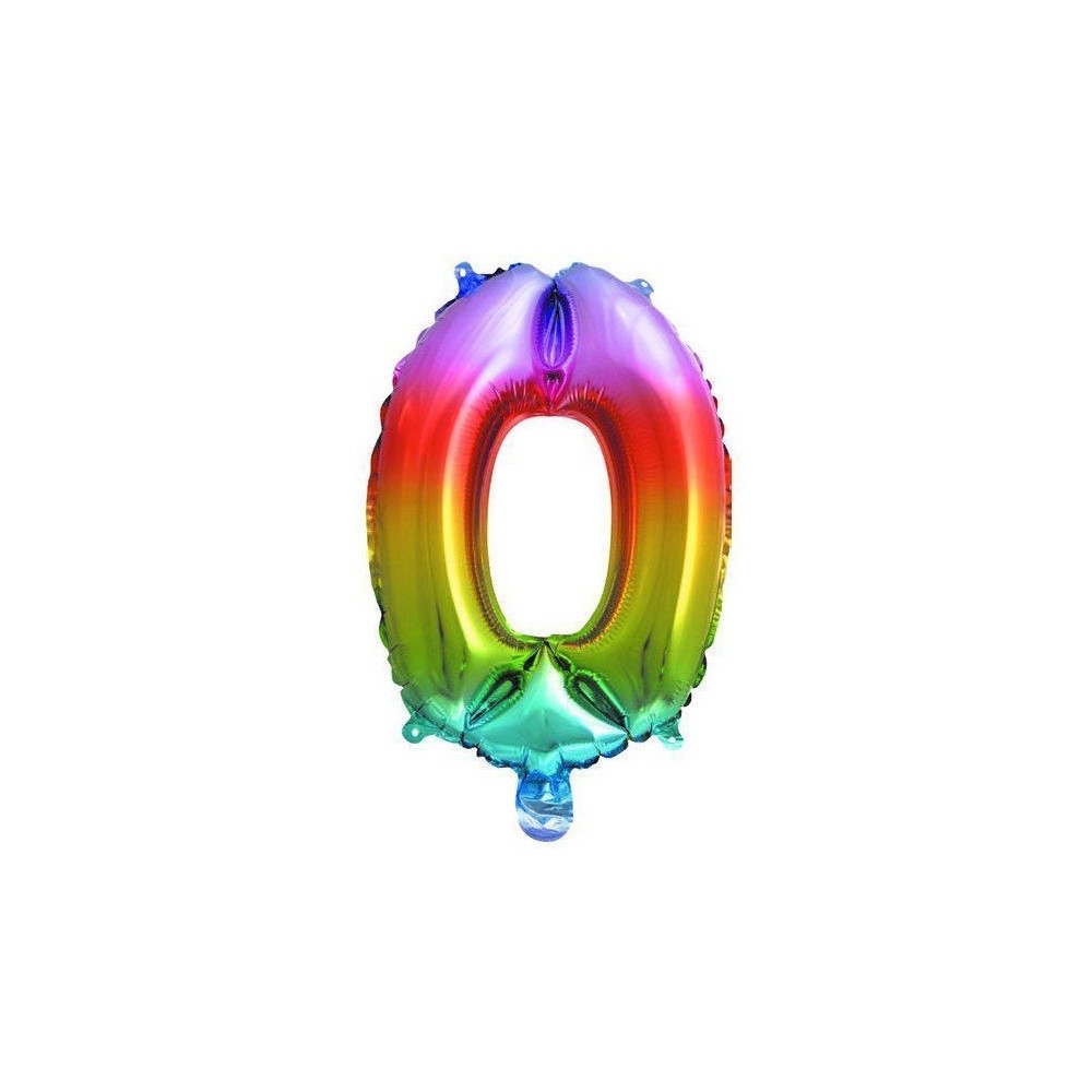Number Multicolour Metallic Mini Number 0 Foil Balloon 33 cm