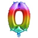 Number Multicolour Metallic Mini Number 0 Foil Balloon 33 cm