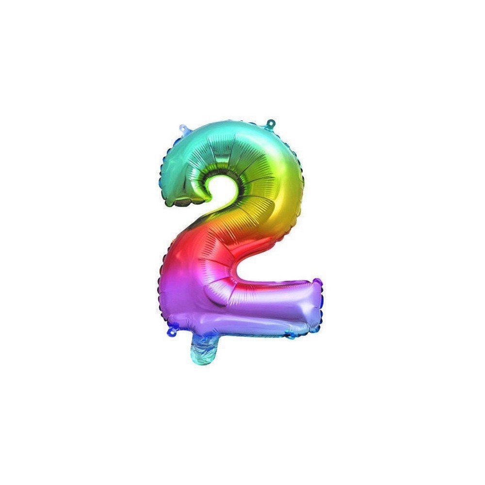 Number Multicolour Metallic mini number 2 foil balloon 32 cm