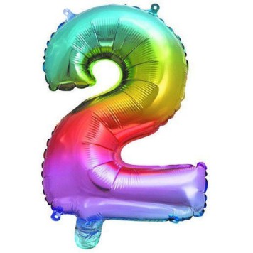 Number Multicolour Metallic mini number 2 foil balloon 32 cm