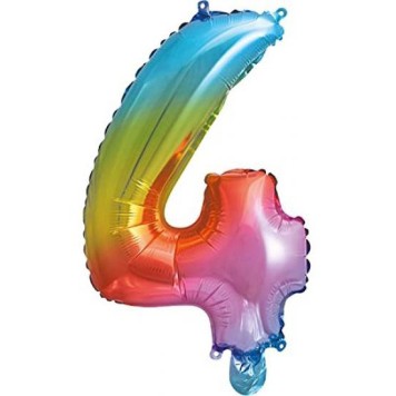 Number Multicolour Metallic Mini Number 4 Foil Balloon 35 cm